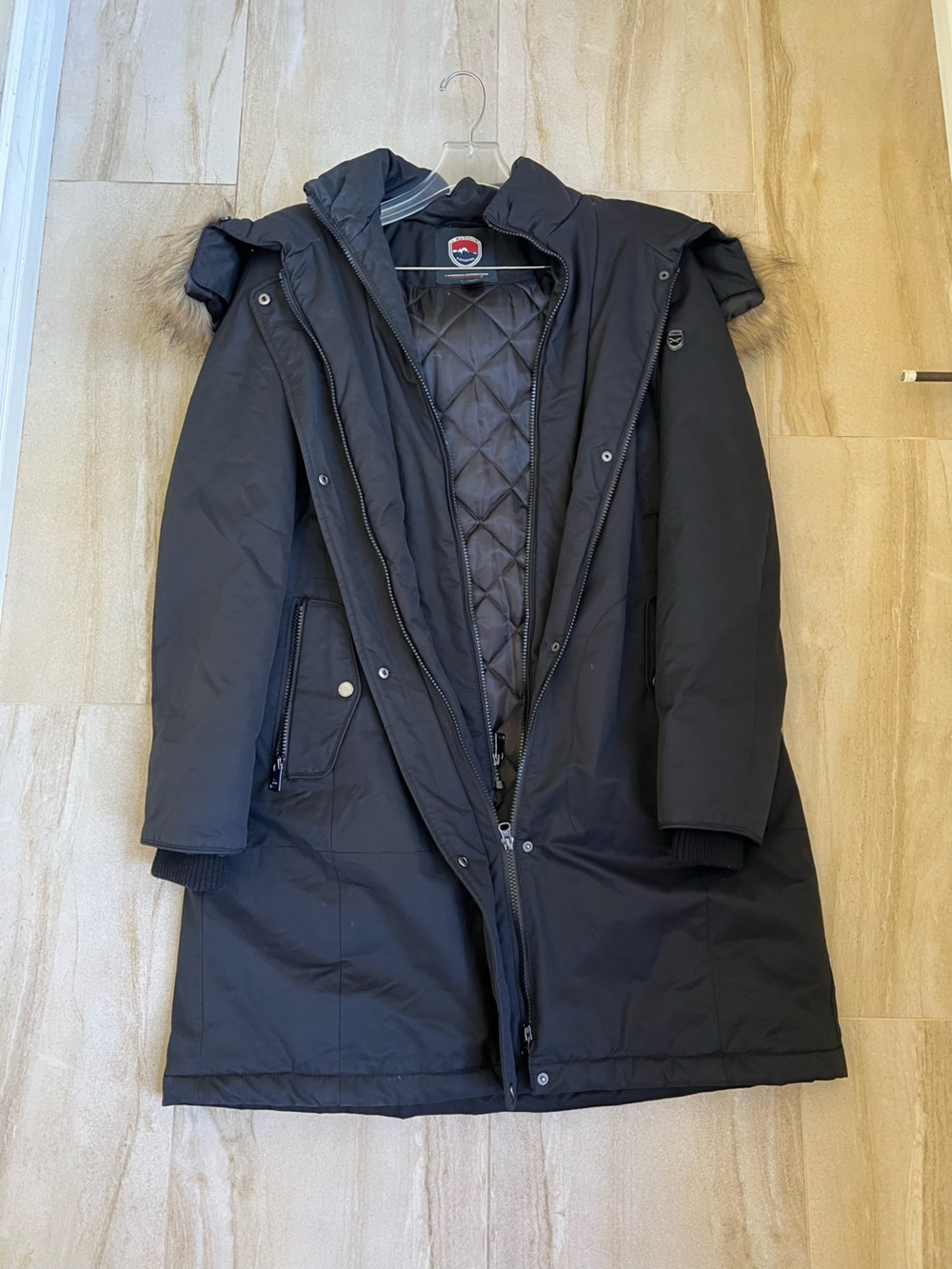 Madison Black Quilted-Lined Long Puffer Coat